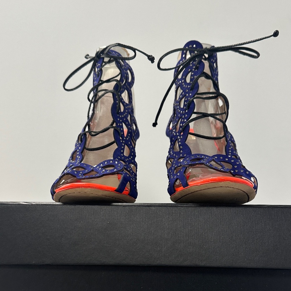 Sophia Webster Blue and Orange Lace-Up Heels